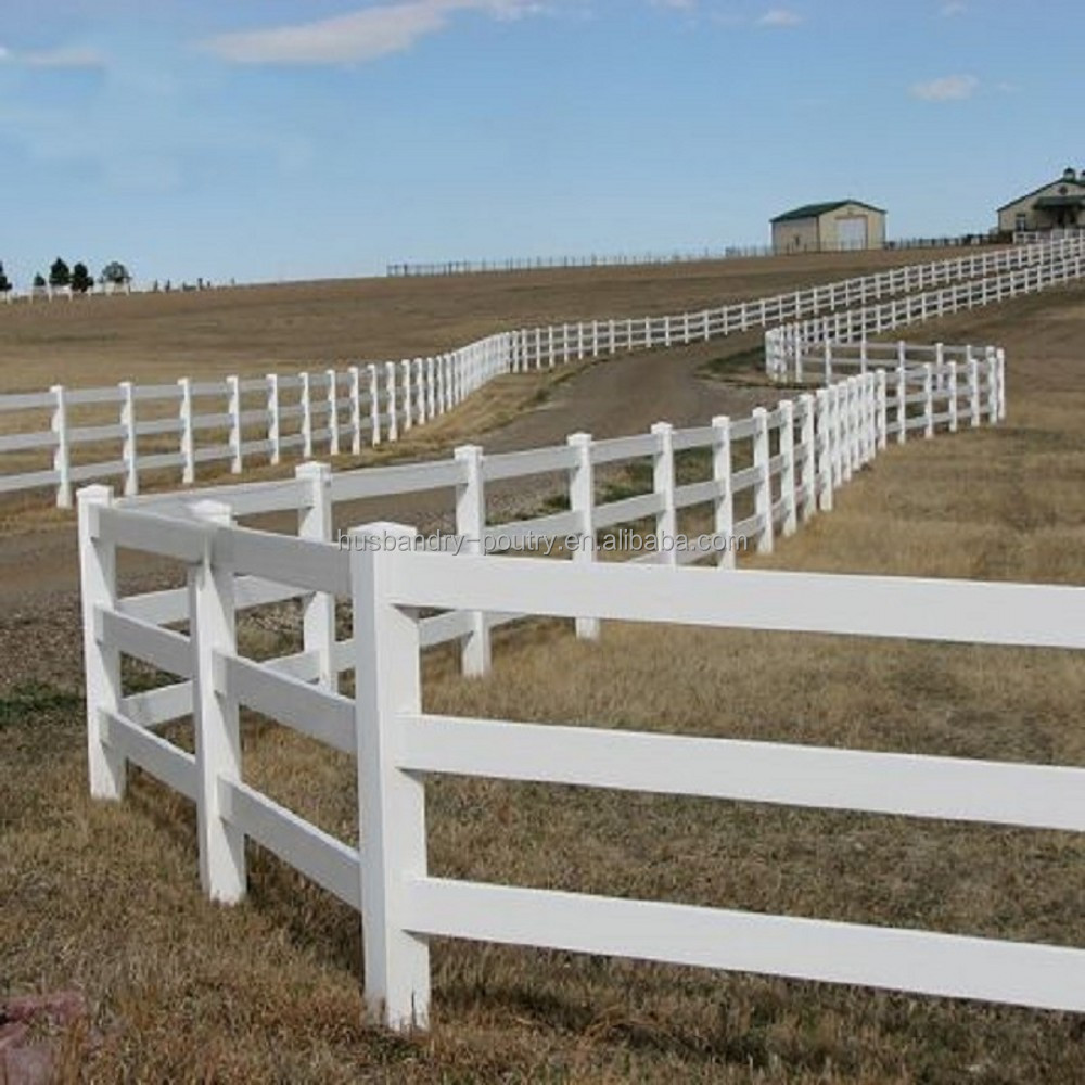 Horse PVC fence with 3 heavy rail/4 rail /5 rail for horse racecourse race track