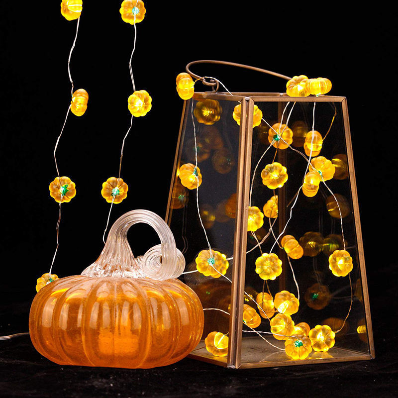 Battery Box And Remote Control 8 Functions Indoor Outdoor Decoration Pumpkin Shaped Copper Wire String Light