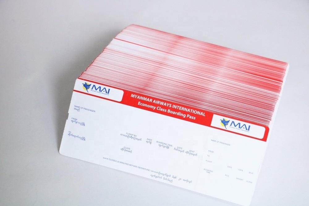 Custom Heat-Sensitive Label Stickers , Adhesive Label Paper , Flights Tickets Airline Boarding Pass