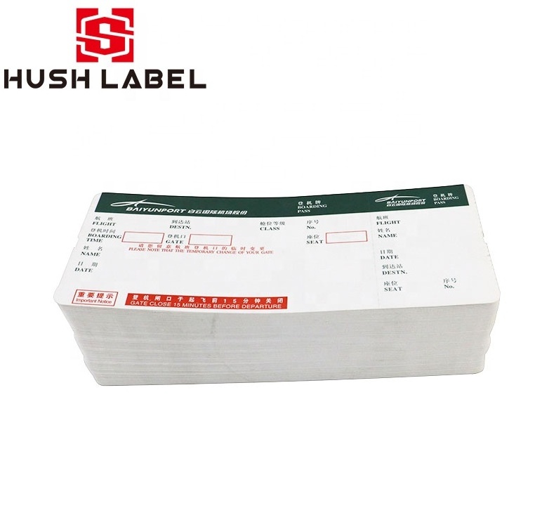 Factory Price Offset Printing High Quality Thermal Paper Boarding Pass Airline Ticket.