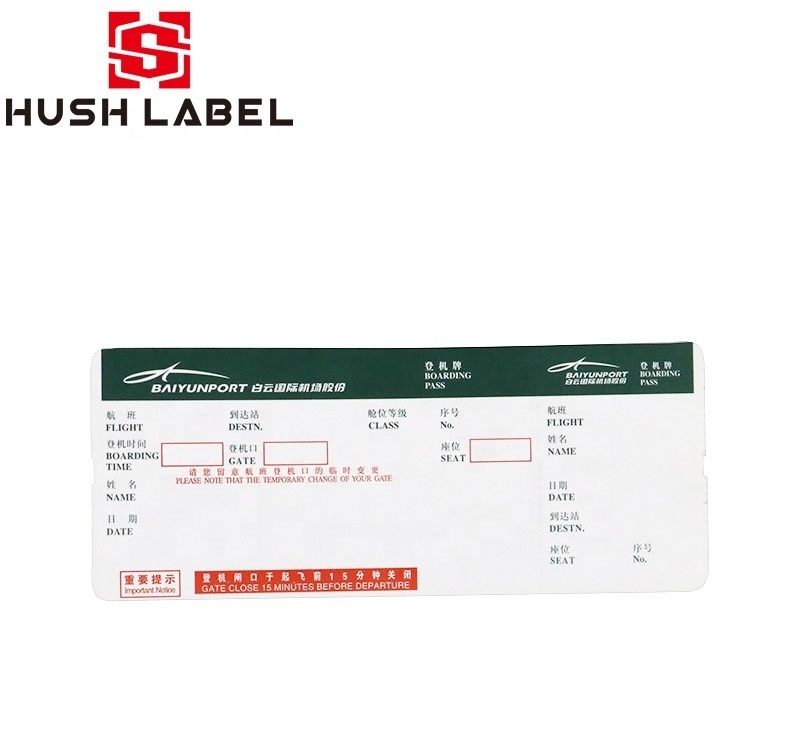 Factory Price Offset Printing High Quality Thermal Paper Boarding Pass Airline Ticket.