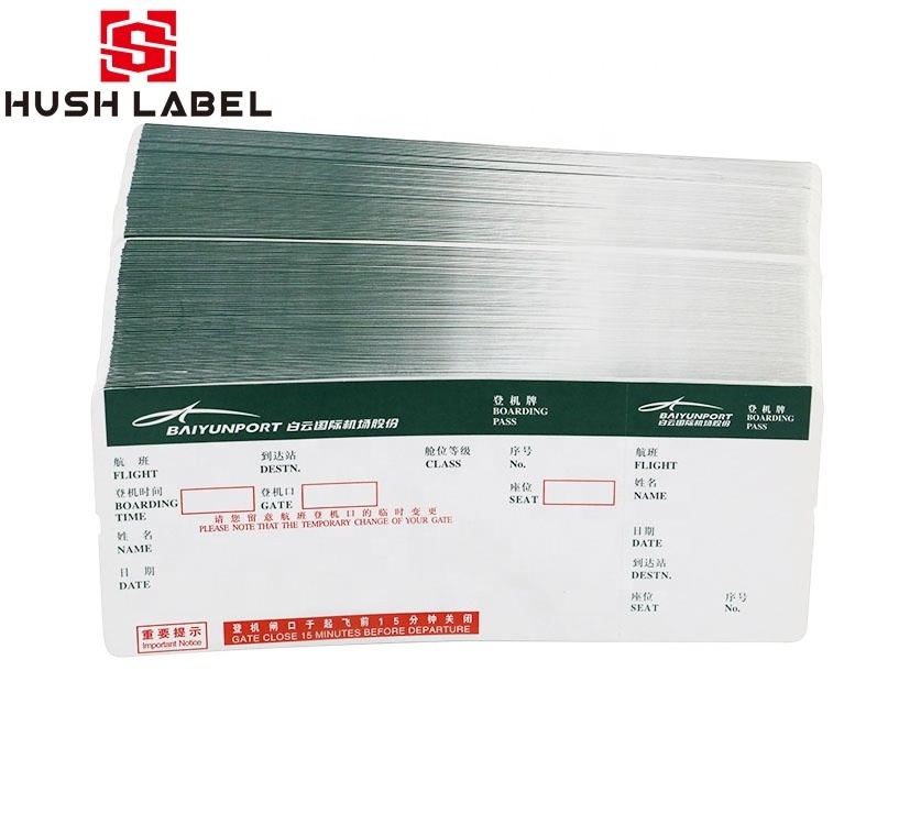 Factory Price Offset Printing High Quality Thermal Paper Boarding Pass Airline Ticket.