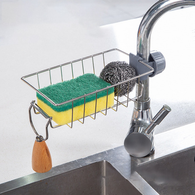 Kitchen Stainless Steel Faucet Rack Hanging Basket Sponge Sink Stainless Steel Drain Rack