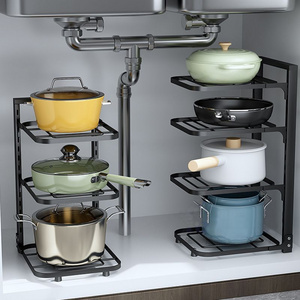 Kitchen stainless steel shelf storage rack lower sink multi-layer household cabinet storage pot rack