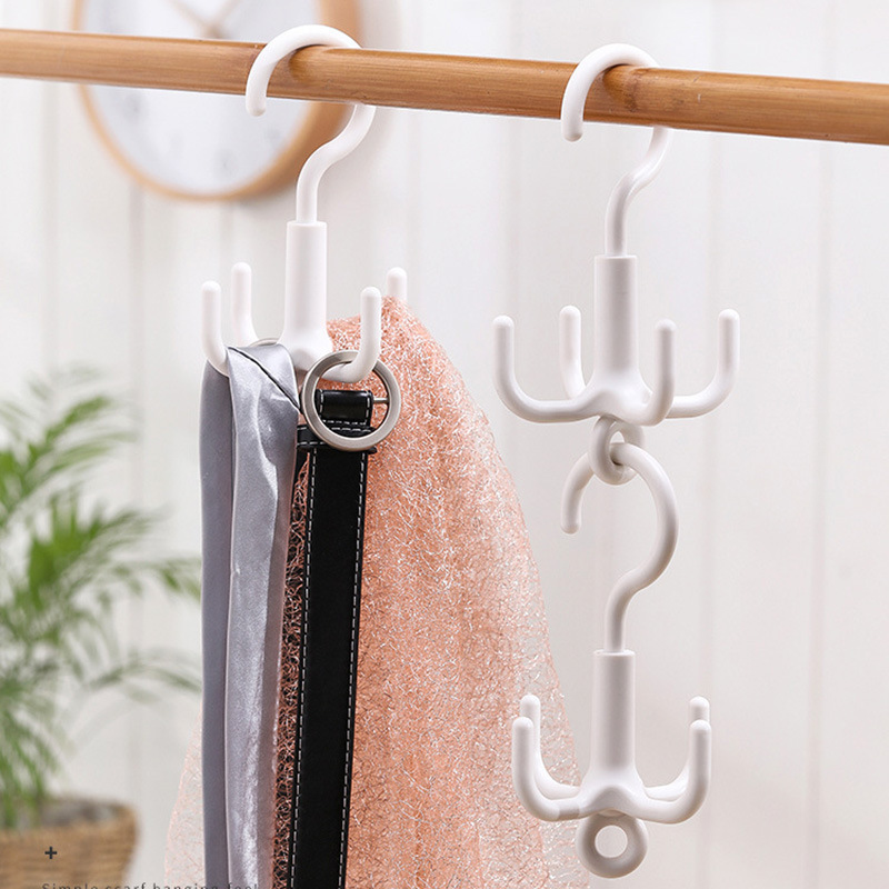 Dormitory wardrobe bags scarves hat storage hanger multifunctional rotatable four-claw hook for clothes