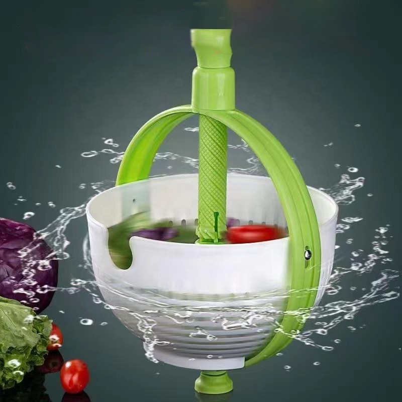 Household vegetable and fruit salad spin cleaning dehydration shake water rotating drain basket