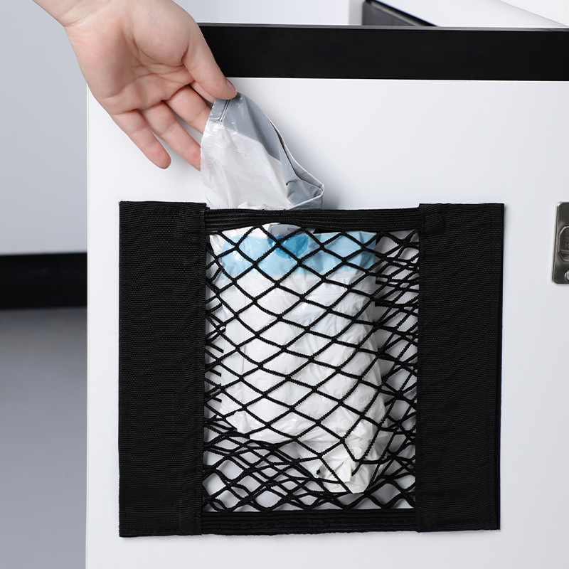 Home kitchen cabinet door garbage bag plastic bag finishing sticky storage bag storage net pocket