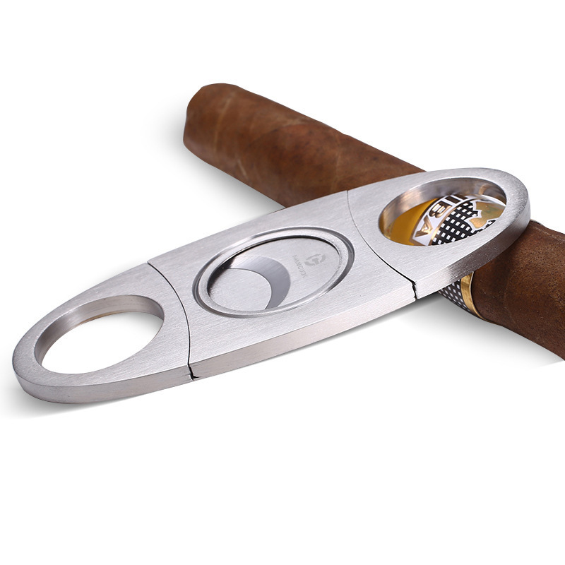 Custom cigar accessories metal durable double stainless steel sharp V cut cigar cutter