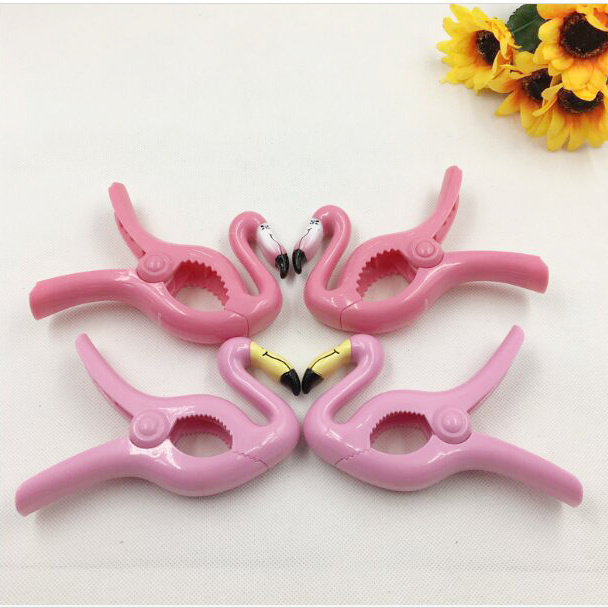 Good selling products summer plastic beach towel clip flamingo animal bath towel clip