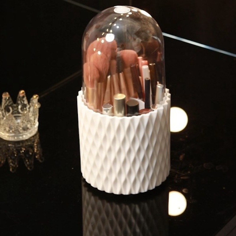 Large capacity student desktop makeup brush storage bucket lipstick eyebrow pencil holder rotating rhombus pen holder