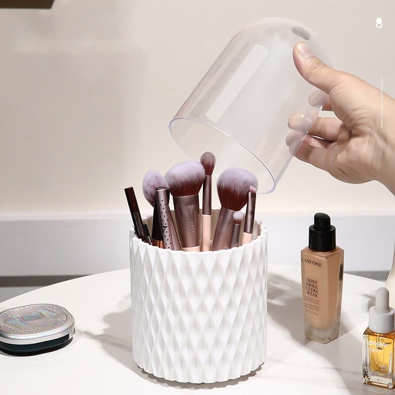 Large capacity student desktop makeup brush storage bucket lipstick eyebrow pencil holder rotating rhombus pen holder