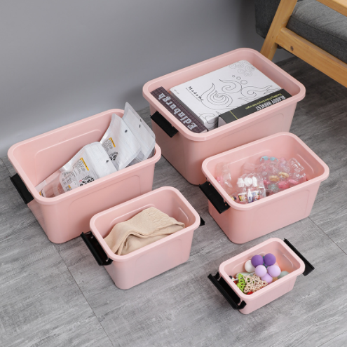 Wholesale portable plastic storage box children's toys bedroom cosmetics clothes plastic storage bin with lid