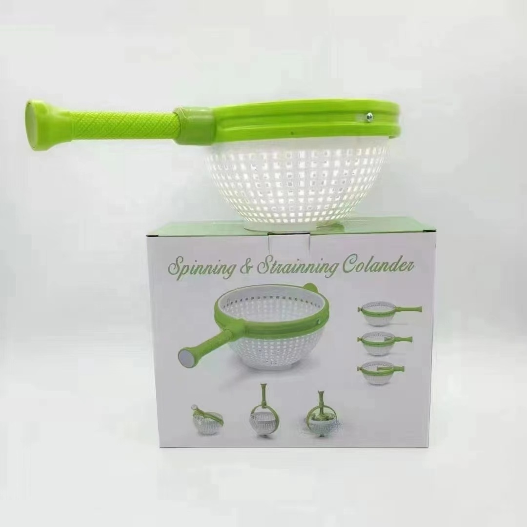 Household vegetable and fruit salad spin cleaning dehydration shake water rotating drain basket