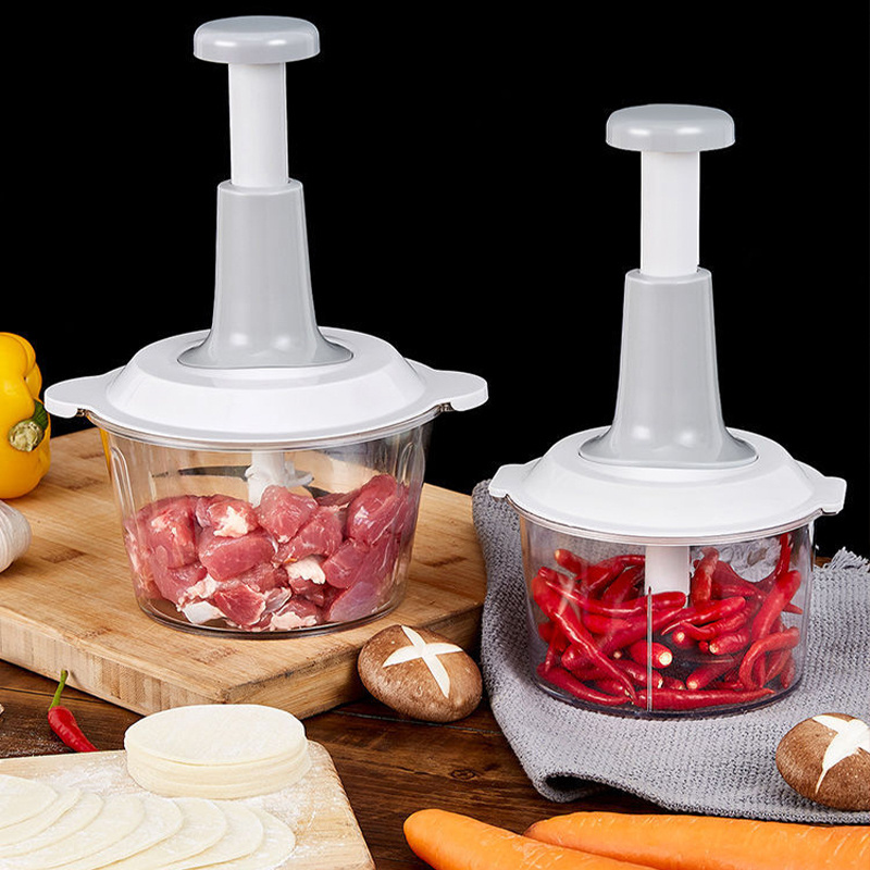 Manual household kitchen meat and vegetable multi-purpose push-type vegetable cutter meat grinder