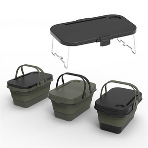 Outdoor Portable Plastic Foldable Camping Basket Collapsible Picnic Basket Set With Table Lip Handle