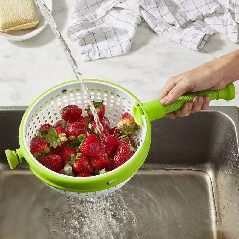 Household vegetable and fruit salad spin cleaning dehydration shake water rotating drain basket