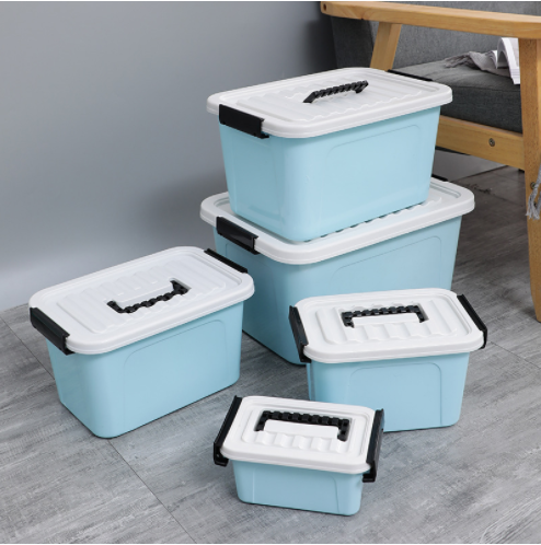 Wholesale portable plastic storage box children's toys bedroom cosmetics clothes plastic storage bin with lid