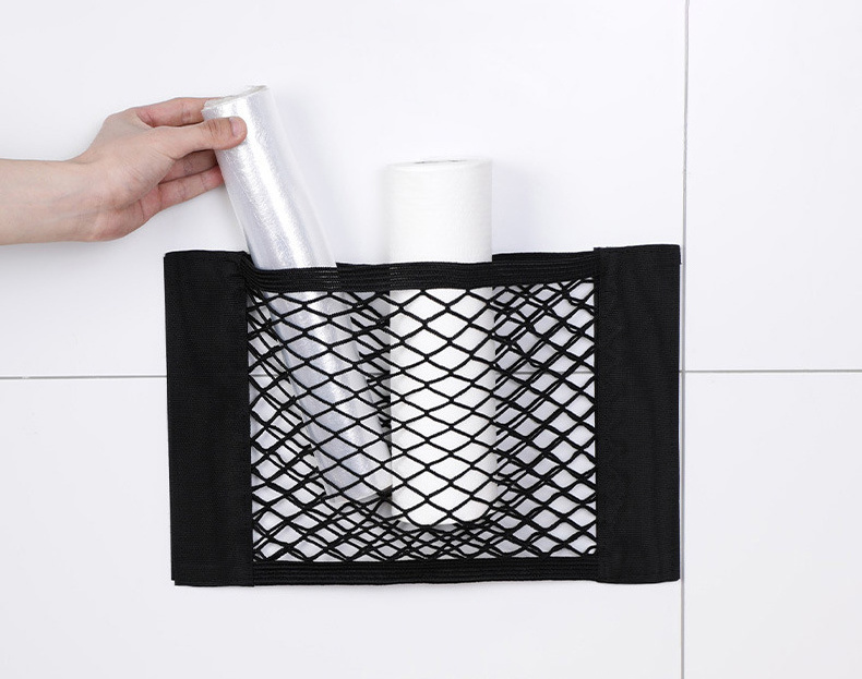 Home kitchen cabinet door garbage bag plastic bag finishing sticky storage bag storage net pocket