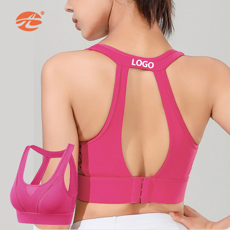 U Neck Running Sportswear Custom Private Label Yoga Bra Women Width Shoulder Strap Open Back Sports Bra