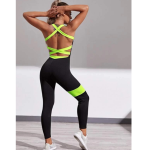 Wholesale Customize Active Wear Sexy Workout Clothes Patchwork One Piece Fitness Yoga Jumpsuit