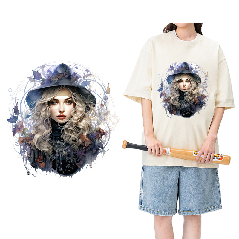 Magic Castle Cane Witch Crystal Flame Iron Transfer Ready To Press Heat Transfer Printing For Dtf Transfer Clothing