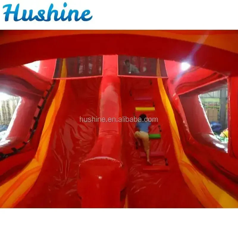 commercial inflatable bouncy castle with slide 40ft volcano inflatable obstacle course for sale