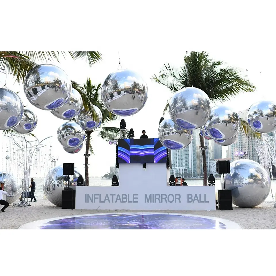 festival balls globos de pvc gigantes large event decoration pvc floating balloon pvc christmas chameleon inflatable mirror ball