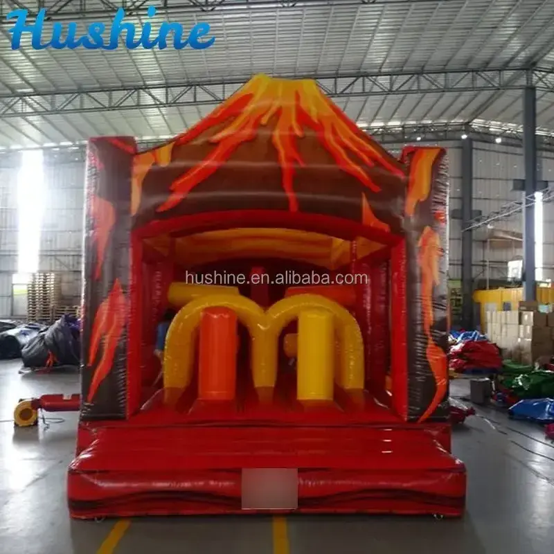 commercial inflatable bouncy castle with slide 40ft volcano inflatable obstacle course for sale