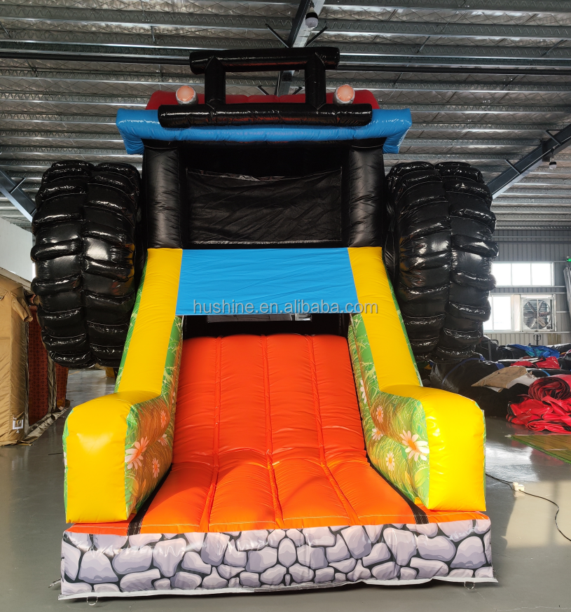 Commercial Inflatable Bouncy Castle Inflatable Monster Truck obstacle course combo With Slides monster truck bounce house