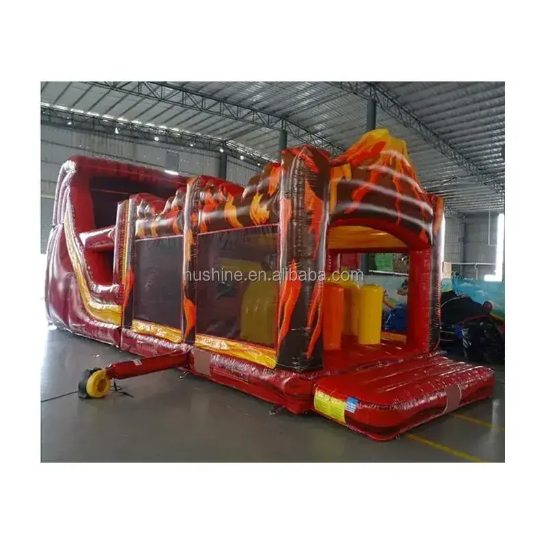 commercial inflatable bouncy castle with slide 40ft volcano inflatable obstacle course for sale