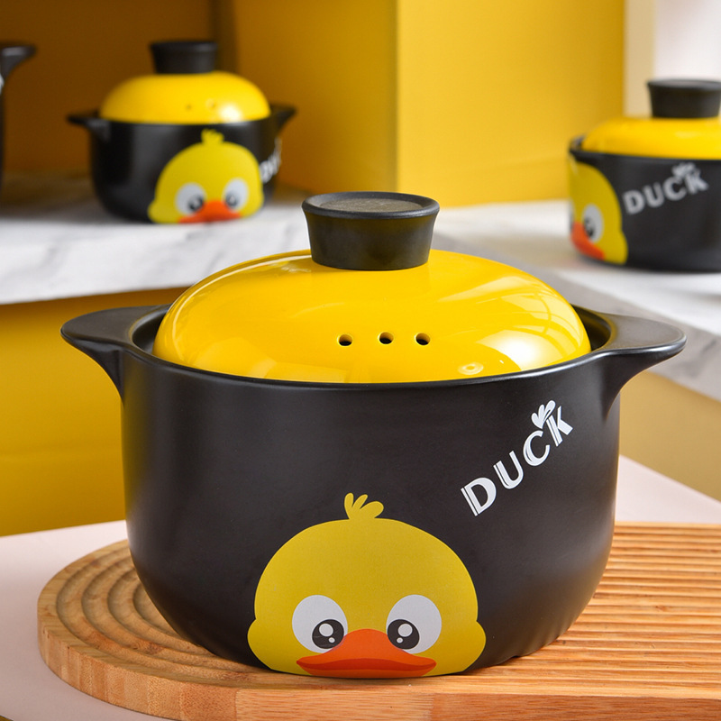 1.2L-8.5LLarge capacity pot cartoon duck ceramic clay casserole set yellow kitchen cookware sets ceramic pots with lids