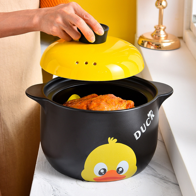 1.2L-8.5LLarge capacity pot cartoon duck ceramic clay casserole set yellow kitchen cookware sets ceramic pots with lids