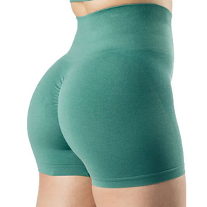 Women Seamless Yoga Shorts Spandex Fitness Elastic Breathable Short Hip BreaCustom Sports Quick Dry Jogging Shorts