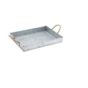 Rounded Metal Galvanized Serving Tray Set Standard Finishing Metal Tray Casual Theme Design Food Serving Tray