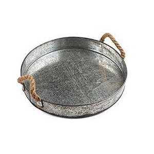 Rounded Metal Galvanized Serving Tray Set Standard Finishing Metal Tray Casual Theme Design Food Serving Tray