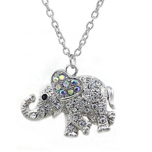 Manufacturer wholesale alloy crystal rhinestone elephant charms pendant delta sorority necklace