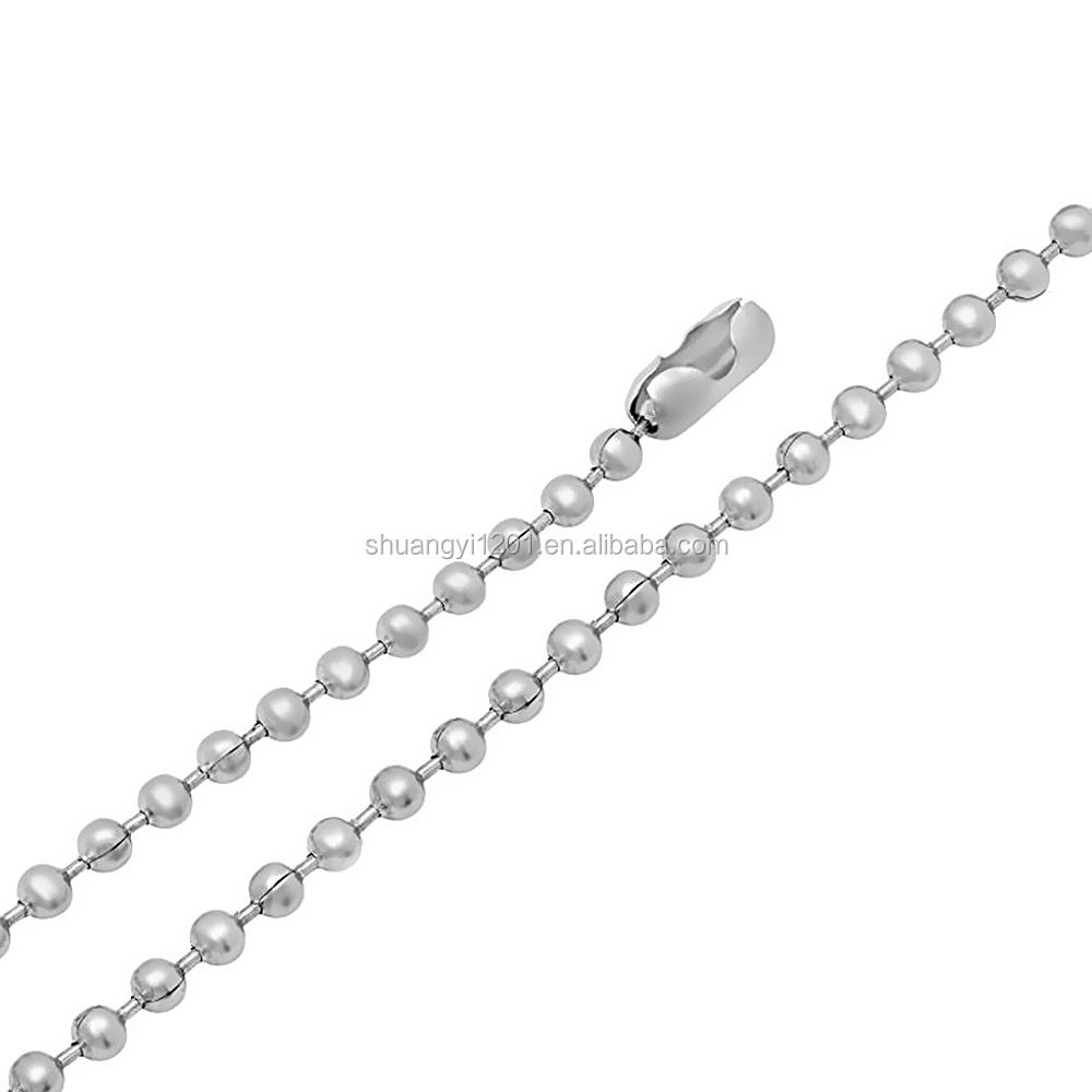 1.5mm 2mm 3mm 4mm Stainless Steel Bead Ball Chain Necklaces Dog Tag Military Necklaces Chain