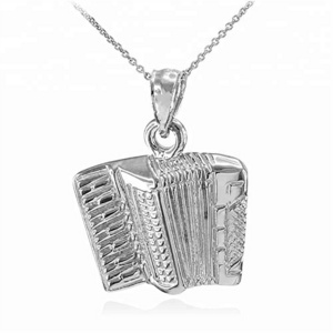 Cheap wholesale custom music instruments pendant necklace silver plated accordion necklace