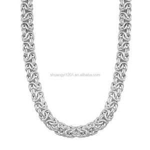 Stainless Steel Silver Byzantine Chain Necklaces For Men