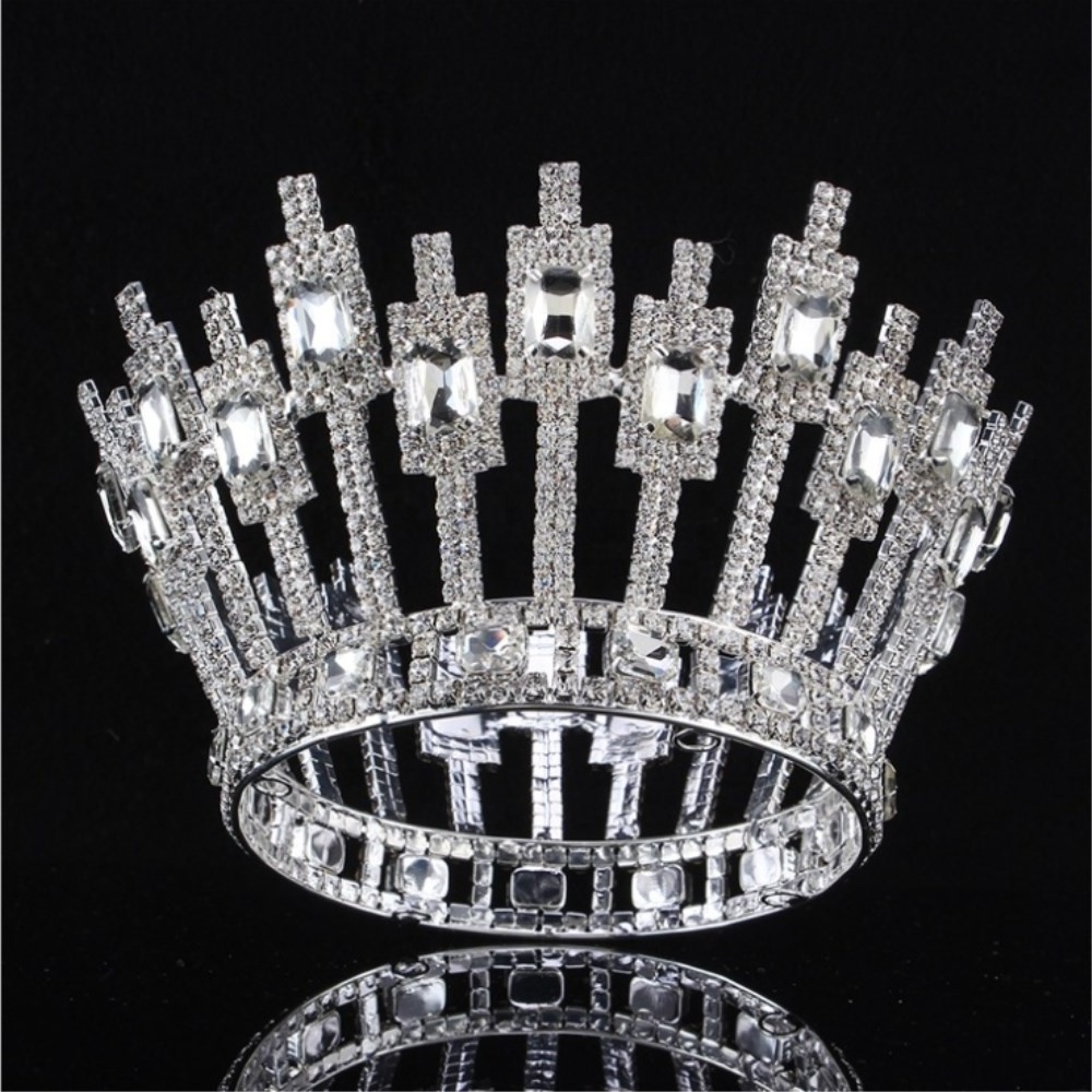 Unique design big queen tiara pageant crystal rhinestone crown