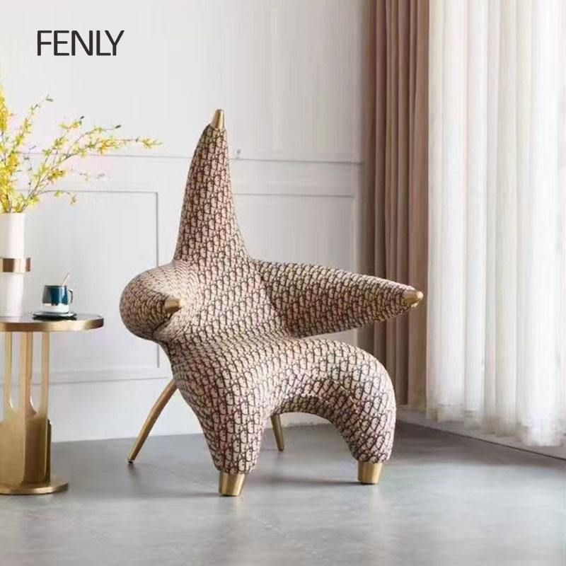 Luxury Single Sofa Chair Animal Pie Star Shape for Dining Hotel Bedroom Villa Elegant Leisure Chair Designed for Living Room