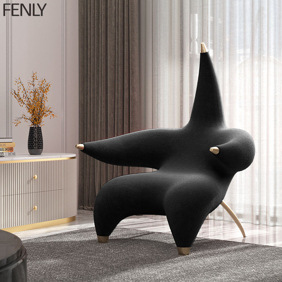 Luxury Single Sofa Chair Animal Pie Star Shape for Dining Hotel Bedroom Villa Elegant Leisure Chair Designed for Living Room