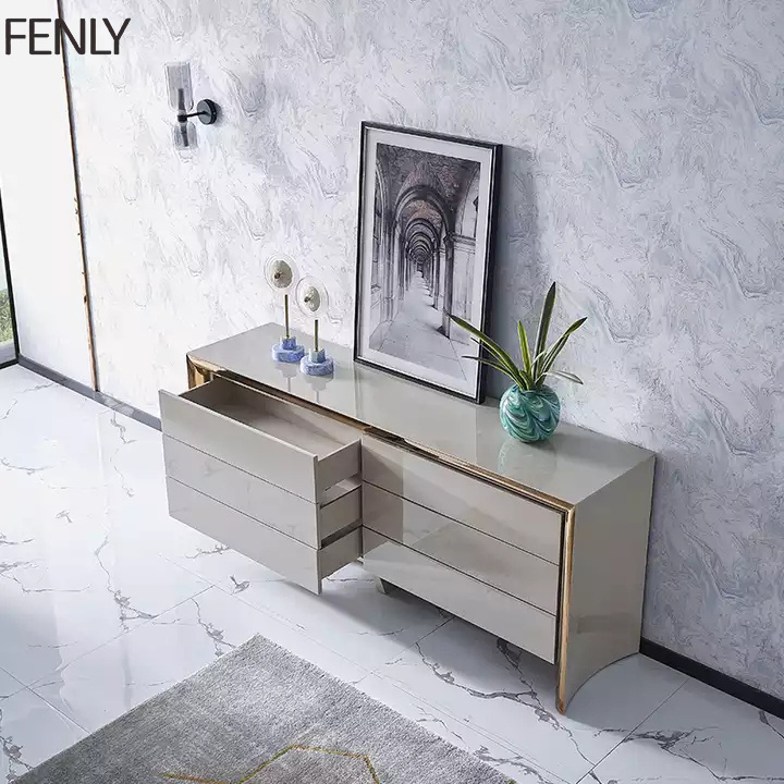 Italian Style Metal TV Cabinet Living Room Luxury Bed Side Table For Bedroom Modern Storage Drawers Cabinet