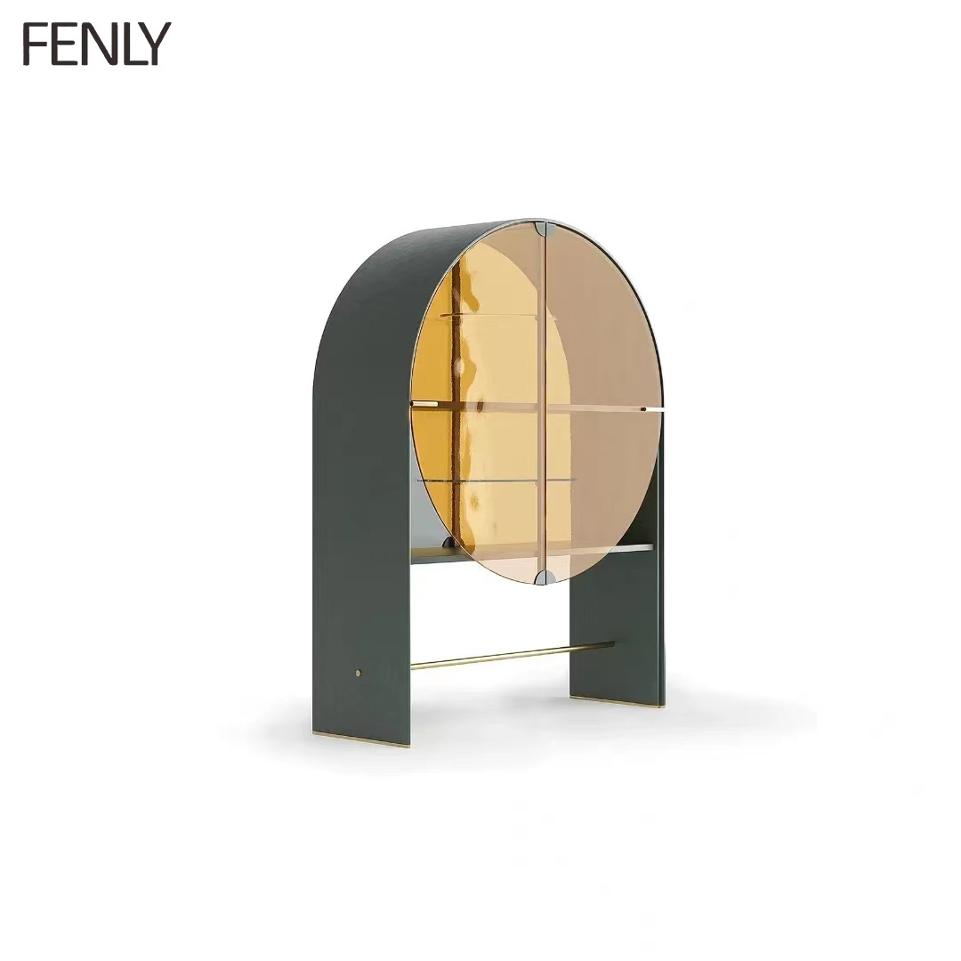 Luxury High Quality Glass Arched Storage Wine Cabinet Unique Design for Dining Room or Living Room Furniture for Home Use