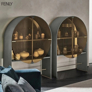 Luxury High Quality Glass Arched Storage Wine Cabinet Unique Design for Dining Room or Living Room Furniture for Home Use