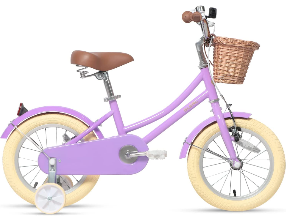 Kids Girls Pink Bike with Basket for 2 to 7 Years Old children / 12 14 16 Inch baby girl cycle with Bell and Training Wheels