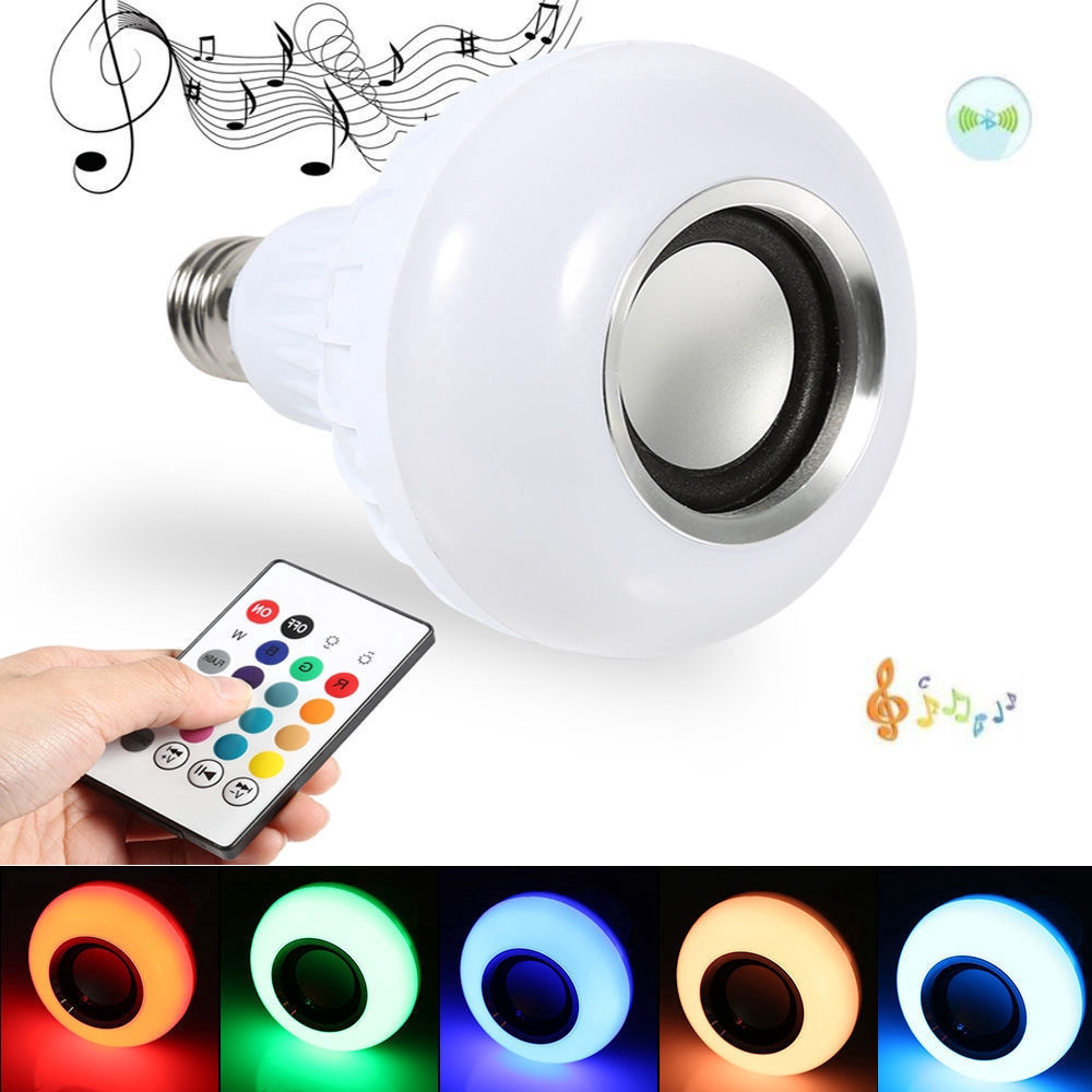 LED Light Bulb with Integrated Bluetooth Speaker 12W LED RGB Colorful Music Light Bulb Speaker