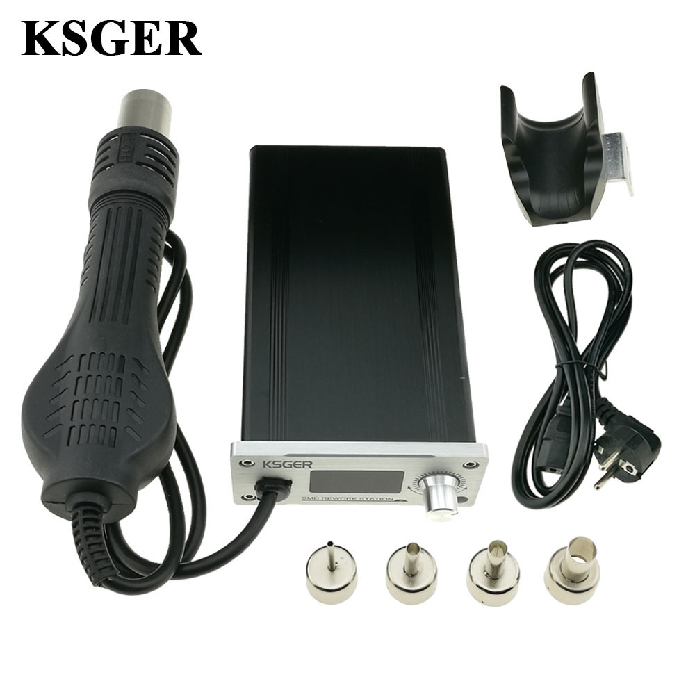 KSGER Hot Air Gun SMD Rework Station Solder Handle Hot Air Fun Electronic OLED T12 Nozzle Stand DIY Welding Tool Heating Element