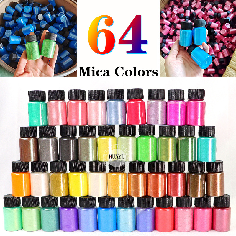 65 Color Natural Mica Pearl Pigment Bulk Mica Powder Pigment For Paint Epoxy Resin Soap