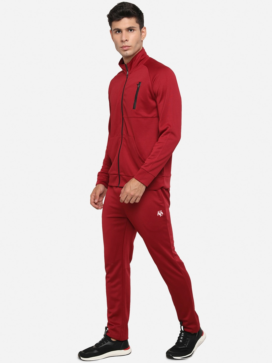 Red men tracksuit Maroon Solid Tracksuit For Men's With Custom Logo From Pakistan Manufactured By Huzaifa Products